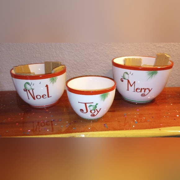 Christmas Bowls Merry Noel Joy 3 sizes - Picture 2 of 9